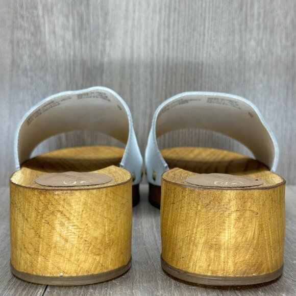 Seychelles Good Spirits Sandal Women 10 Slip On Wood Platform Clog Leather White - Picture 5 of 13